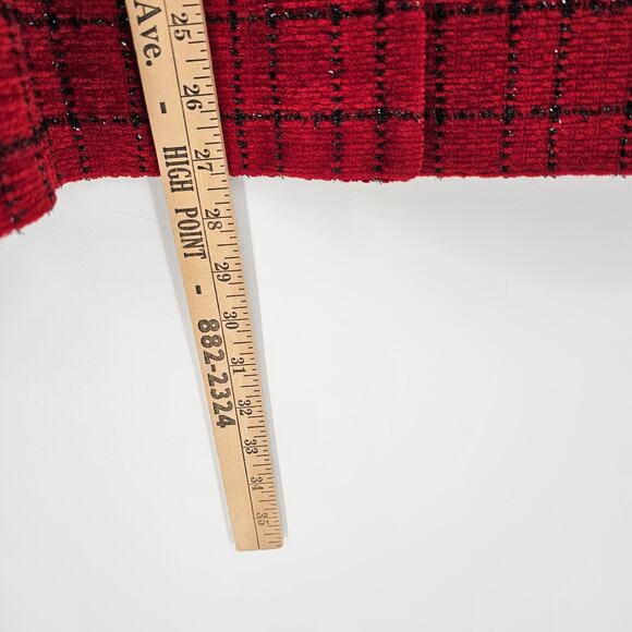 Alfred Dunner Vintage Red Metallic Black Knit Plaid Button Up Blazer Jacket 12 - Picture 5 of 6